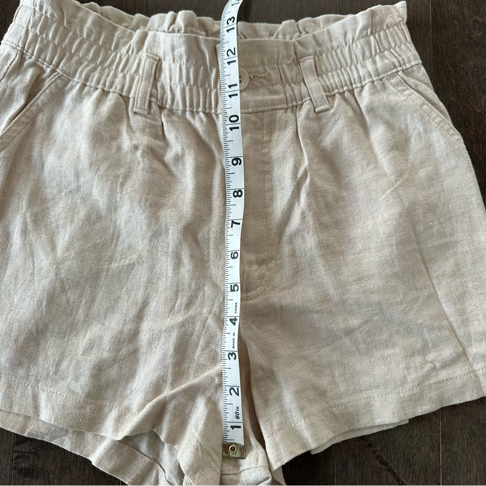 Hollister Linen Blend Shorts Tan Smocked Waist Tan Khaki Size S - Picture 4 of 7